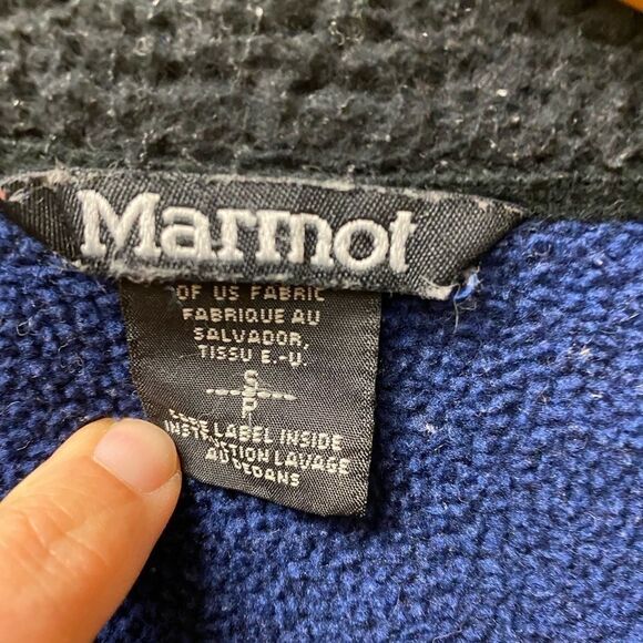 MARMOT Navy‎ micro fleece fold over collar full zip Polartec jacket - Picture 2 of 6